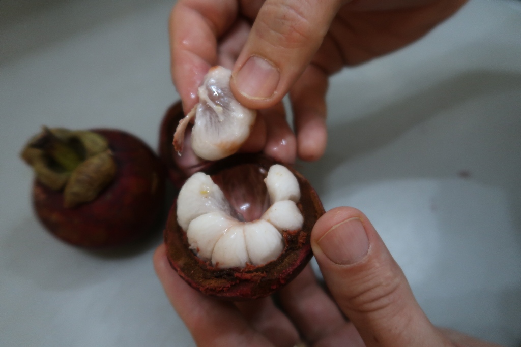 Rozrezaný plod mangostána